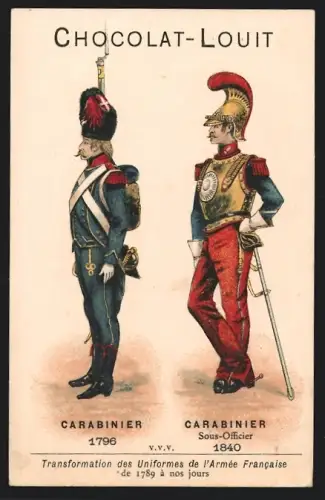 Sammelbild Chocolat Louit-Freres & Co, Bordeaux, Carabinier 1796 et 1840