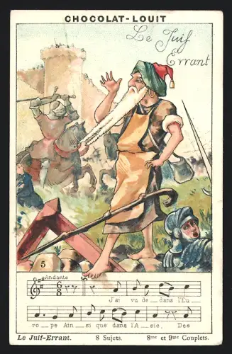 Sammelbild Chocolat Louit, Le Juif-Errant, Älterer Mann auf dem Schlachtfeld