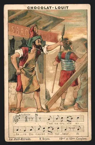 Sammelbild Chocolat Louit, Le Juif-Errant, Soldaten am Markt