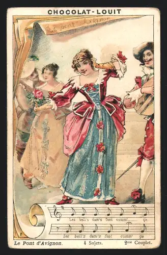 Sammelbild Chocolat Louit, Le Pont d`Avignon, Tanzende Dame