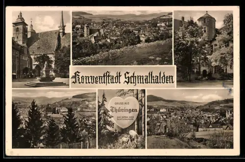 AK Schmalkalden, Totalansicht, Brunnen und Umgebung