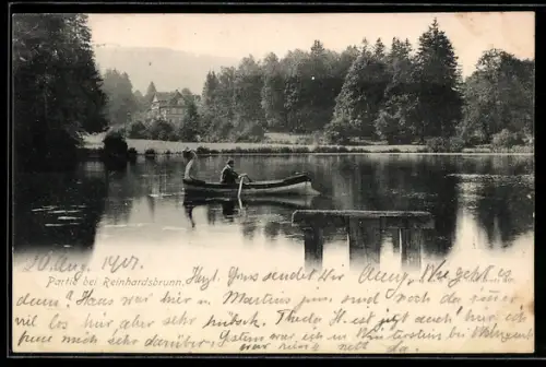 AK Reinhardsbrunn, Ruderboot auf dem See