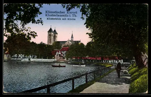 AK Klosterlausnitz i. Th., Klosterteich mit Kirche