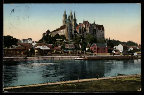 AK Meissen, Dom und Königliche Albrechtsburg mit Wasserpartie