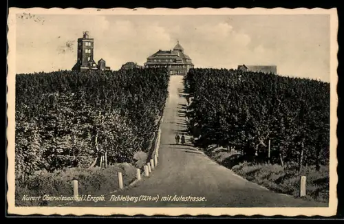 AK Oberwiesenthal, Fichtelberg mit Autostrasse