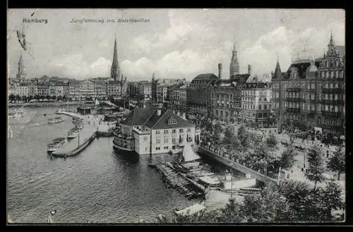 AK Hamburg-Neustadt, Jungfernstieg mit Alstarpavillon