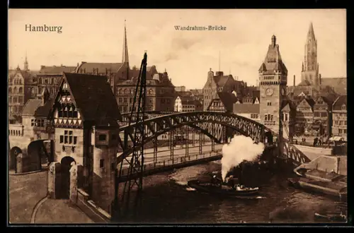 AK Hamburg, Wandrahmsbrücke, Dampferpartie