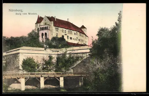 AK Nürnberg, Burg von Westen aus gesehen