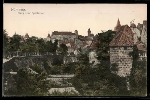 AK Nürnberg, Burg vom Spittlertor aus gesehen
