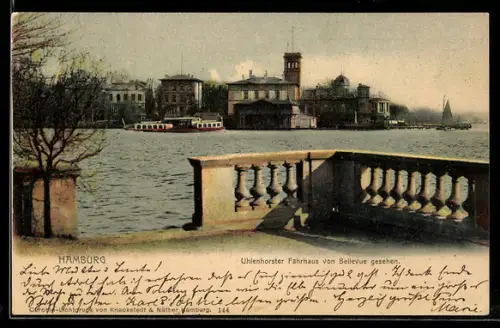 AK Hamburg-Uhlenhorst, Uhlenhorster Fährhaus von Bellevue aus gesehen um 1900
