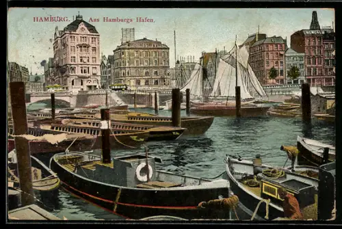 AK Hamburg, Boote im Hafen