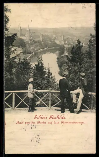 AK Schloss Rochlitz, Blick von der Bastei auf dem Promenadenweg