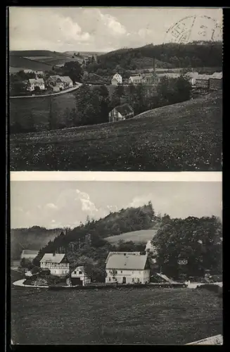 AK Klein Reinsdorf, Gasthaus zur grünen Lind mit Dorfansicht