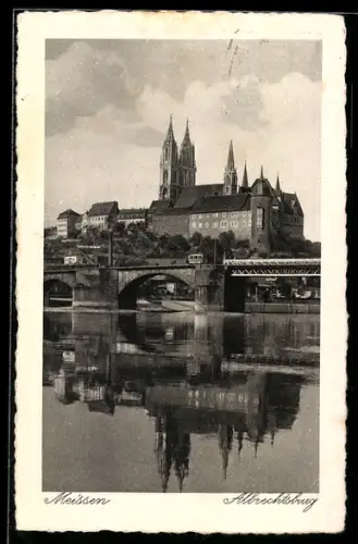 AK Meissen, Albrechtsburg mit Brücke