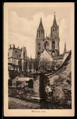 AK Meissen, Ortspartie mit Dom