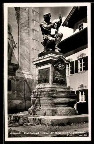 AK Mittenwald, Klotzdenkmal, Gründer der Mittenwalder Geigenindustrie