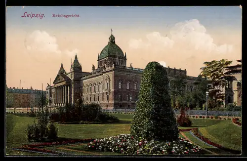 Künstler-AK Leipzig, Reichsgericht mit Park