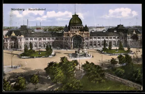 AK Nürnberg, Vorderansicht vom Hauptbahnhof
