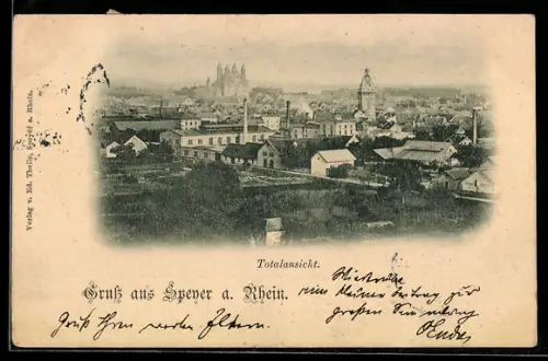 AK Speyer a. Rhein, Totalansicht mit Schloss