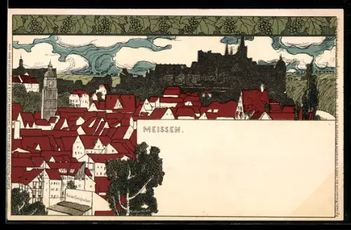 Künstler-AK Meissner & Buch (M&B) Nr. 9: Meissen, Generalansicht der Stadt