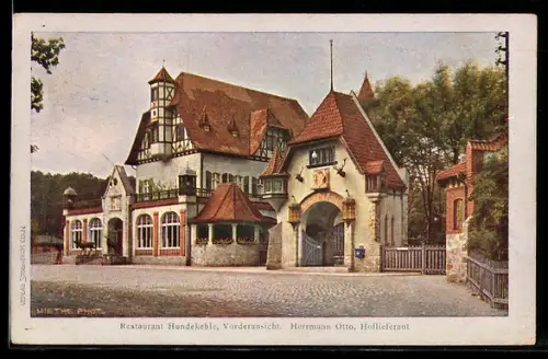 AK Berlin-Grunewald, Restaurant Hundekehle, Vorderansicht, Hermann Otto