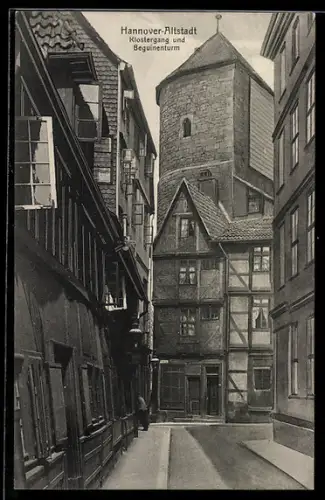 AK Hannover, Strasse Klostergang & Beguinenturm