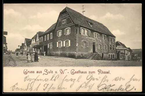 AK Sulz u. W., Gasthaus zum Rössel mit Strasse