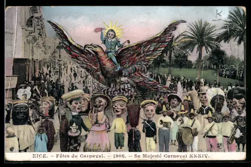 AK Nice / Nizza, Fêtes du Carnaval, 1906, Sa Majesté Carnaval XXXIV, Festumzug