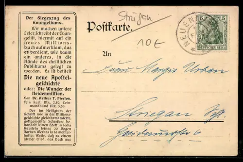 AK Striegau i. Schl., Christliche Buchhandlung Theodor Urban, Siegeszug des Evangeliums