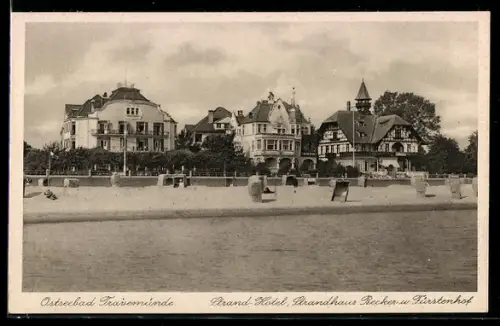 AK Travemünde, Ostseebad, Strand-Hotel, Strandhaus Becker und Fürstenhof