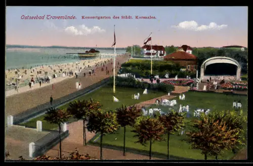 AK Travemünde, Ostseebad, Konzertgarten des Städtischen Kursaales