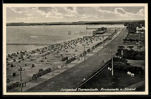 AK Travemünde, Ostseebad, Promenade und Strand