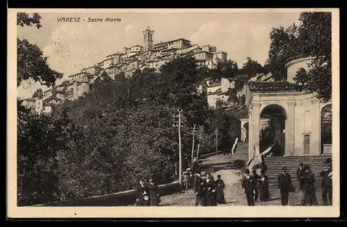 AK Varese, Sacro Monte con visitatori sulla strada