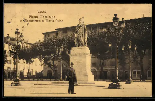 AK Lucca, Piazza Napoleone e Monumento a Maria Luisa
