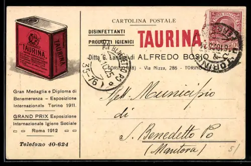 AK Taurina Brevettato, Disinfettanti Produtti Igienici Alfredo Bosio & C., Torino