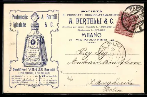 AK Venus Elixir, Profumerie Igieniche A. Bertelli & C., Milano
