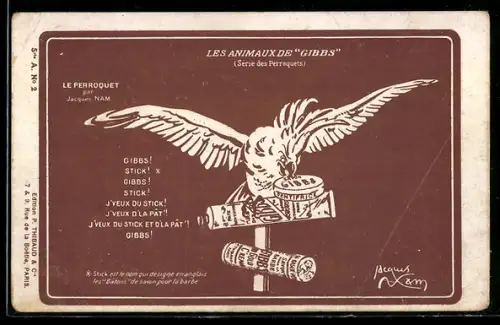 AK Gibbs Dentifrice, P. Thibaud & Cie. Paris, Les Animaux de Gibbs, Le Perroquet