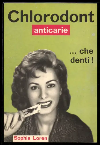 AK Chlorodont anticarie... che denti!, Portrait Sophia Loren