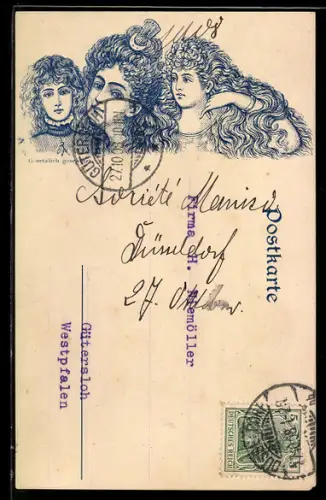 Lithographie Düsseldorf, Chemisches Laboratorium der Societé Manico, Bestellung Sapalbin, Dame mit Kindern