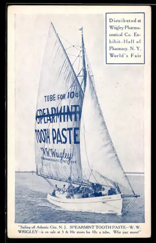 AK Wrigley`s Spearmint Tooth Paste, Sailing off Atlantic City