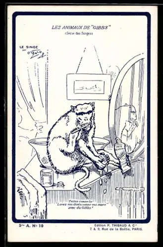 AK Gibbs Pate Dentifrice, P. Thibaud & Cie. Paris, Les Animaux de Gibbs, Le Singe