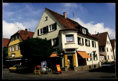 AK Kornwestheim, Strassenpartie mit Kodak-Fotogeschäft 1987