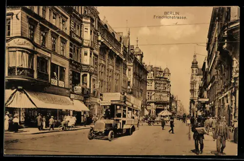 AK Berlin, Friedrichstrasse mit Passanten