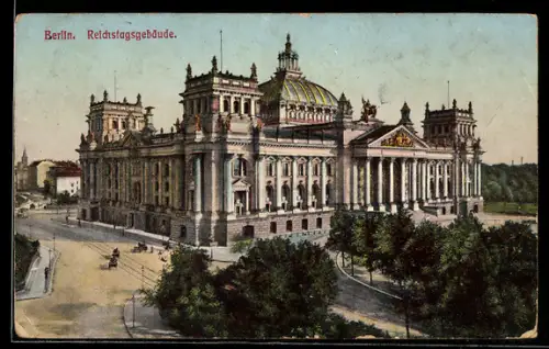 AK Berlin-Tiergarten, Blick zum Reichstagsgebäude