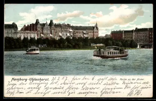 AK Hamburg-Uhlenhorst, Partie an der Alster