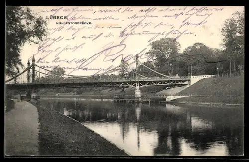AK Lübeck, Blick zur Mühlentorbrücke