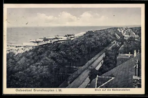 AK Brunshaupten i. M., Blick auf die Badeanstalten
