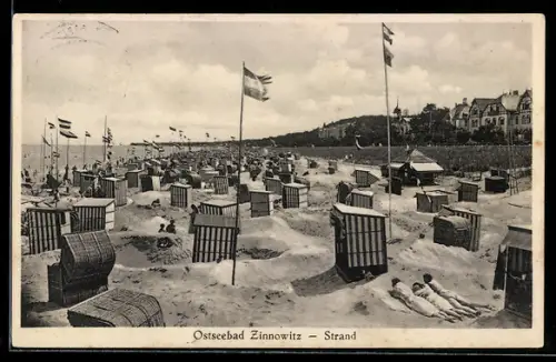 AK Zinnowitz, Strand mit Strandkörben