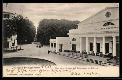 AK Heiligendamm, Blick vom Kurhaus auf Colonnaden und Bahnhof