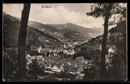 AK Wolfach, Talpanorama mit Ortsansicht und Kirche